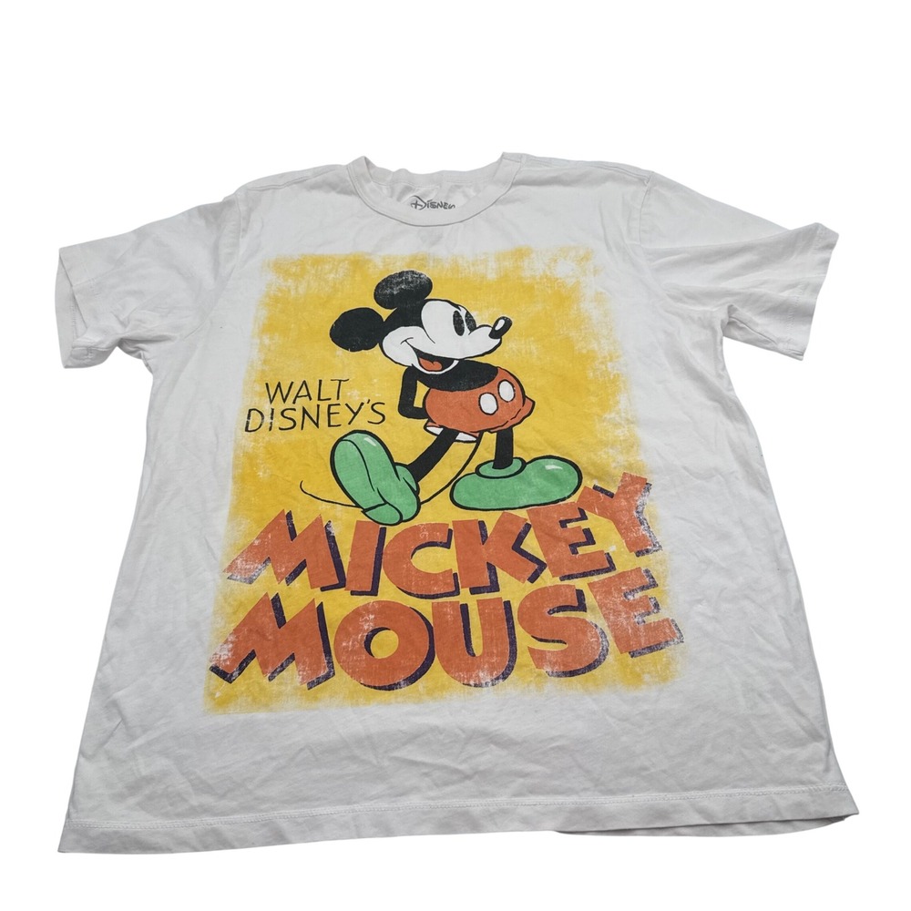 Chaser x Disney Mickey Mouse Graphic T-Shirt White Mens Medium Distressed Print